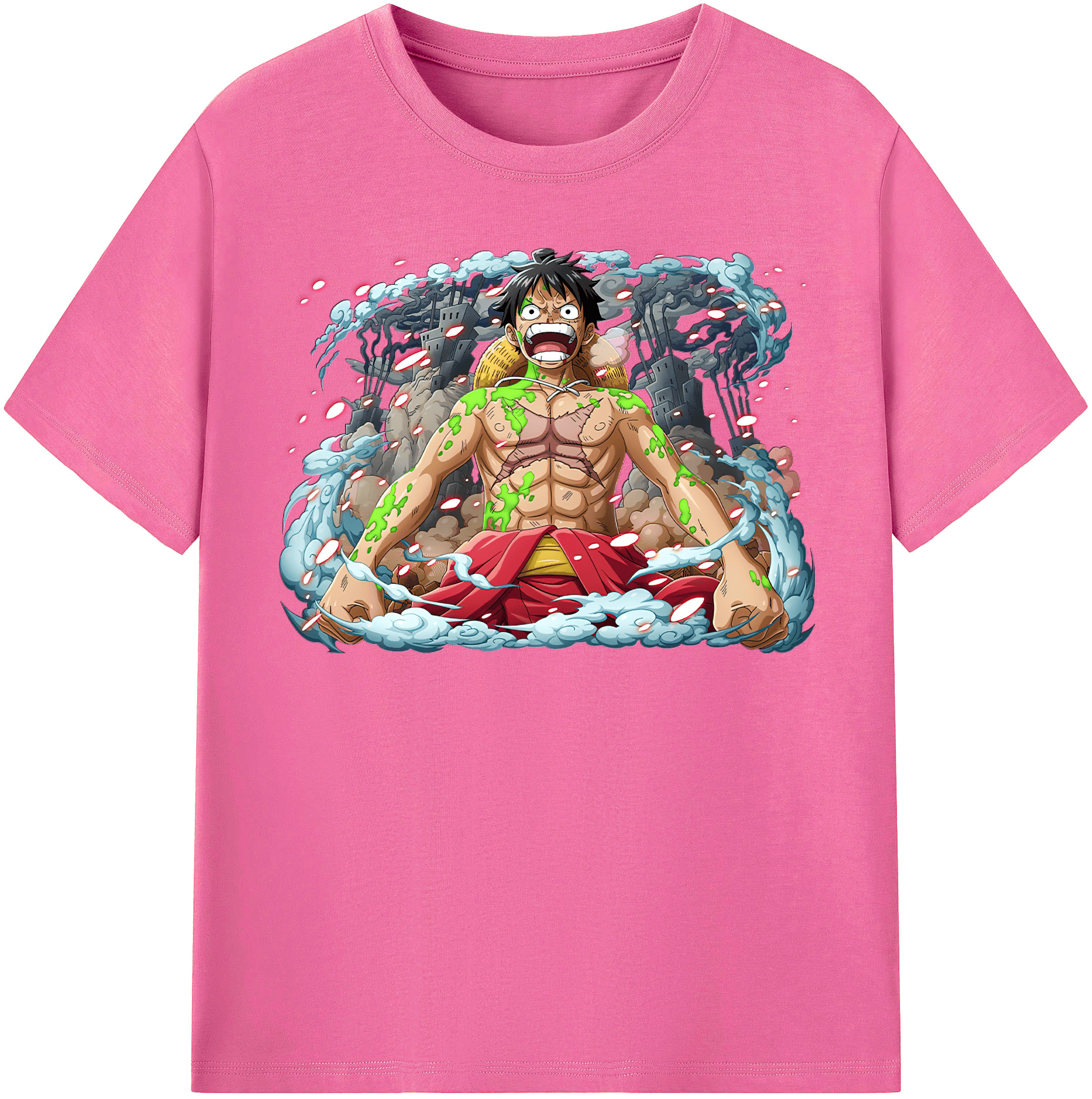 ワンピース モンキー・D・ルフィ ONE PIECE Monkey D. Luffy レディースカジュアルプリントTシャツ（綿100％）
